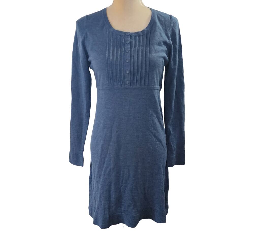 Boden 100% Wool Long Sleeve Light Weight Sweater Knee Length Retro Dress Size 12